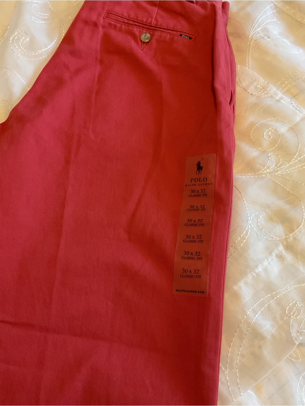 Polo Ralph Lauren NWT Mens Classic Fit 30x32 Red Pants - Picture 10 of 11